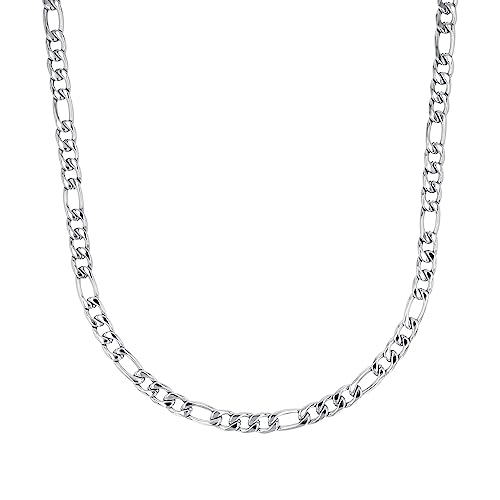 Amor Halskette Edelstahl Unisex Damen Herren Halsschmuck, 55 cm, Silber, Kommt in Schmuck Geschenk Box, 9242351 von Amor