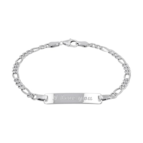 Amor Identarmband 925 Sterling Silber Unisex Damen Herren Armschmuck, 19 cm, Silber, Kommt in Schmuck Geschenk Box, 9048632 von Amor