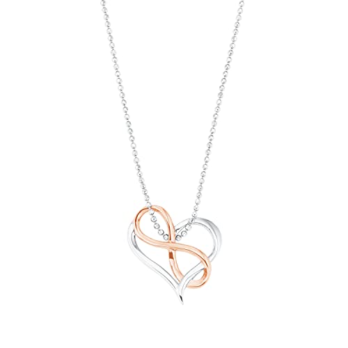 Amor Kette mit Anhänger 925 Sterling Silber Damen Halsschmuck, 45 cm, Bicolor, Infinity, Kommt in Schmuck Geschenk Box, 2026251 von Amor