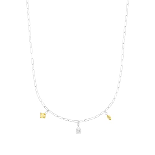 Amor Kette mit Anhänger 925 Sterling Silber Damen Halsschmuck, mit Glas, 42+3 cm, Grau, Kommt in Schmuck Geschenk Box, 2039275 von Amor