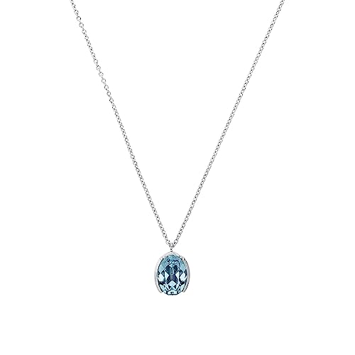 Amor Kette mit Anhänger 925 Sterling Silber Damen Halsschmuck, mit Kristall, 45+3 cm, Blau, Kommt in Schmuck Geschenk Box, 2022055 von Amor