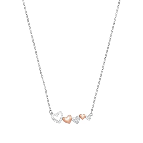 Amor Kette mit Anhänger 925 Sterling Silber Damen Halsschmuck, mit Zirkonia synth., 42+3 cm, Bicolor, Herz, Kommt in Schmuck Geschenk Box, 2027493 von Amor