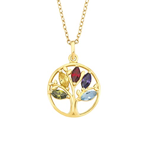 Amor Kette mit Anhänger 925 Sterling Silber Damen Halsschmuck, mit Zirkonia synth, 42+3 cm, Multicolor, Lebensbaum, Kommt in Schmuck Geschenk Box, 2022096 von Amor