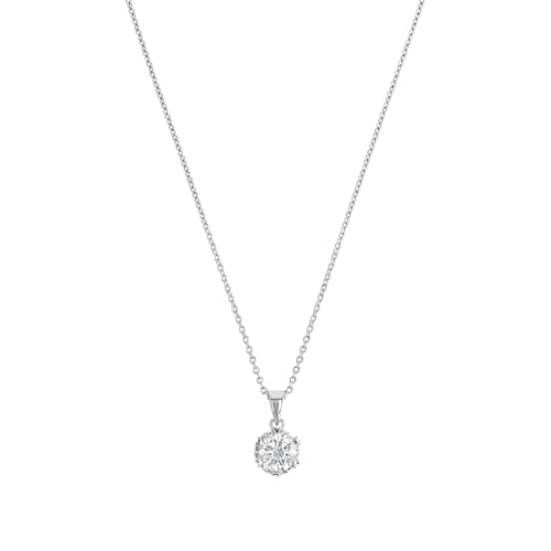 Amor Kette mit Anhänger 925 Sterling Silber Damen Halsschmuck, mit Zirkonia synth., 42+3 cm, Silber, Kommt in Schmuck Geschenk Box, 2026227 von Amor