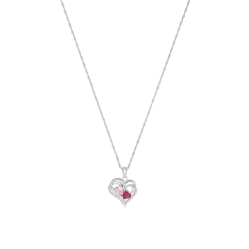 Amor Kette mit Anhänger 925 Sterling Silber Damen Halsschmuck, mit Zirkonia synth., 42 cm, Pink, Herz, Kommt in Schmuck Geschenk Box, 2016029 von Amor