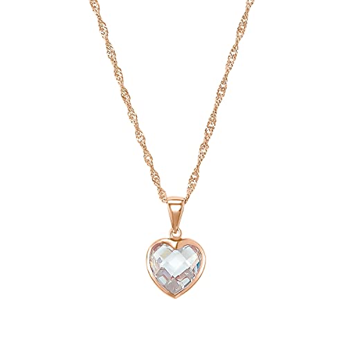 Amor Kette mit Anhänger 925 Sterling Silber Damen Halsschmuck, mit Zirkonia synth., 42 cm, Roséfarben, Herz, Kommt in Schmuck Geschenk Box, 2016012 von Amor