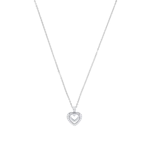 Amor Kette mit Anhänger 925 Sterling Silber Damen Halsschmuck, mit Zirkonia synth., 42 cm, Silber, Herz, Kommt in Schmuck Geschenk Box, 2026252 von Amor