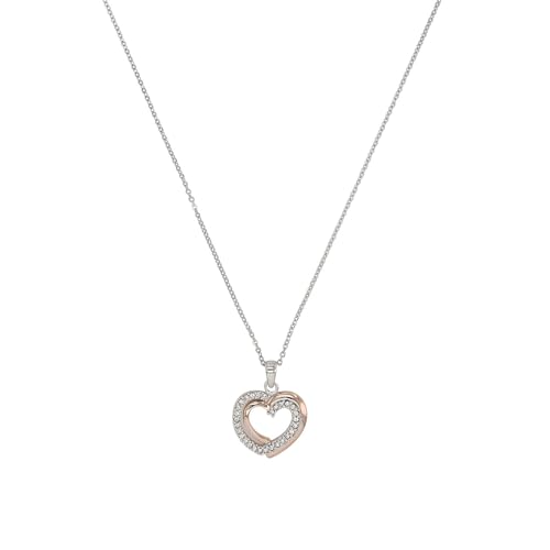 Amor Kette mit Anhänger 925 Sterling Silber Damen Halsschmuck, mit Zirkonia synth., 45 cm, Bicolor, Herz, Kommt in Schmuck Geschenk Box, 9271450 von Amor