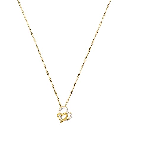 Amor Kette mit Anhänger 925 Sterling Silber Damen Halsschmuck, mit Zirkonia synth., 45 cm, Gold, Herz, Kommt in Schmuck Geschenk Box, 2022076 von Amor