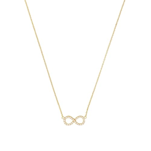 Amor Kette mit Anhänger 925 Sterling Silber Damen Halsschmuck, mit Zirkonia synth., 45 cm, Gold, Infinity, Kommt in Schmuck Geschenk Box, 9614721 von Amor