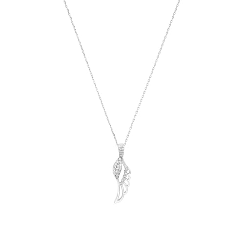 Amor Kette mit Anhänger 925 Sterling Silber Damen Halsschmuck, mit Zirkonia synth., 45 cm, Silber, Flügel, Kommt in Schmuck Geschenk Box, 9609222 von Amor