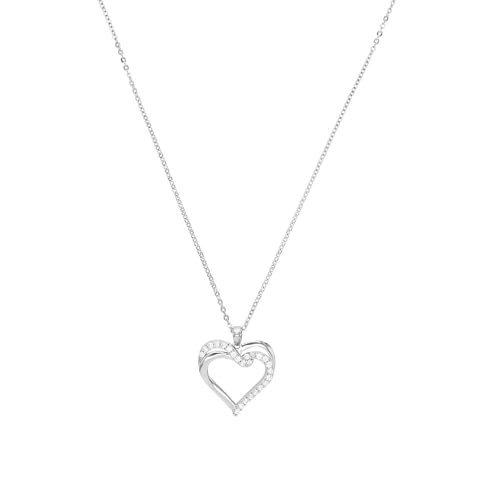 Amor Kette mit Anhänger 925 Sterling Silber Damen Halsschmuck, mit Zirkonia synth., 45 cm, Silber, Herz, Kommt in Schmuck Geschenk Box, 2026246 von Amor