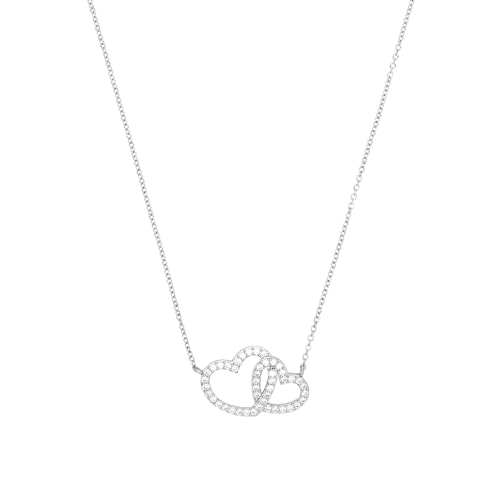 Amor Kette mit Anhänger 925 Sterling Silber Damen Halsschmuck, mit Zirkonia synth., 45 cm, Silber, Herz, Kommt in Schmuck Geschenk Box, 9070633 von Amor