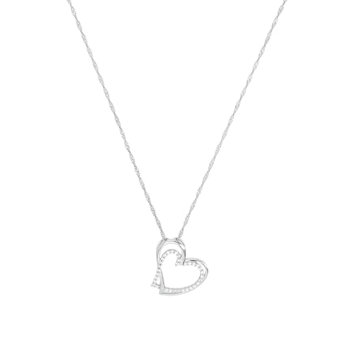 Amor Kette mit Anhänger 925 Sterling Silber Damen Halsschmuck, mit Zirkonia synth., 45 cm, Silber, Herz, Kommt in Schmuck Geschenk Box, 9187935 von Amor