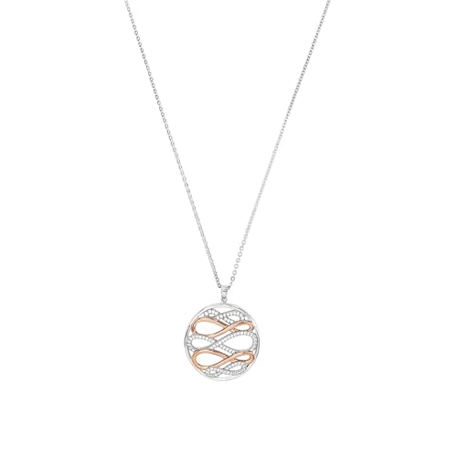 Amor Kette mit Anhänger 925 Sterling Silber Damen Halsschmuck, mit Zirkonia synth., 50 cm, Bicolor, Infinity, Kommt in Schmuck Geschenk Box, 2022495 von Amor