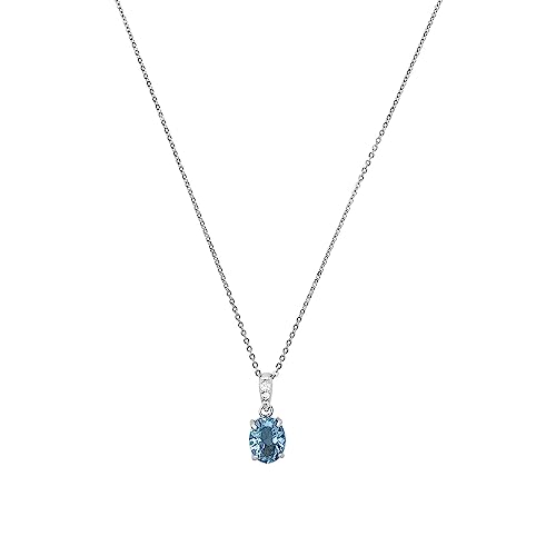 Amor Kette mit Anhänger 925 Sterling Silber Damen Halsschmuck, mit Spinell synt, 45 cm, Blau, Kommt in Schmuck Geschenk Box, 2022073 Amor Kette mit Anhänger 925 Sterling Silber Damen Halsschmuck, mit Spinell synt, 45 cm, Blau, Kommt in Schmuck Geschenk Box, 2022073 von Amor