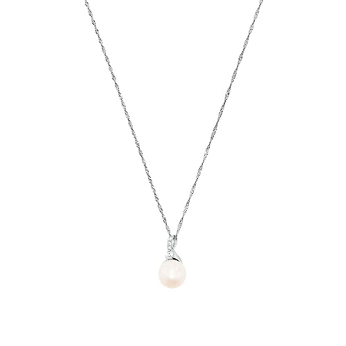 Amor Kette mit Anhänger 925 Sterling Silber Damen Halsschmuck, mit Zirkonia synth., mit Süßwasserzuchtperle, 42 cm, Silber, Kommt in Schmuck Geschenk Box, von Amor