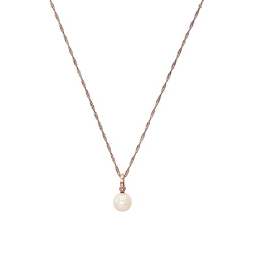 Amor Kette mit Anhänger 925 Sterling Silber Damen Halsschmuck, mit Zirkonia synth., mit Süßwasserzuchtperle, 45 cm, Rosa, Kommt in Schmuck Geschenk Box, 2022075 von Amor