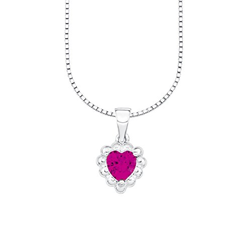 Amor Kette mit Anhänger 925 Sterling Silber Mädchen Kinder Halsschmuck, mit Zirkonia synth., 35+3 cm, Pink, Herz, Kommt in Schmuck Geschenk Box, 2021186 von Amor