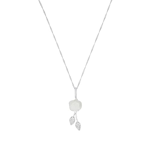 Amor Kette mit Anhänger 925 Sterling Silber Perlmutt Damen Halsschmuck, mit Zirkonia synth., 42 cm, Weiß, Blume, Kommt in Schmuck Geschenk Box, 2016407 von Amor