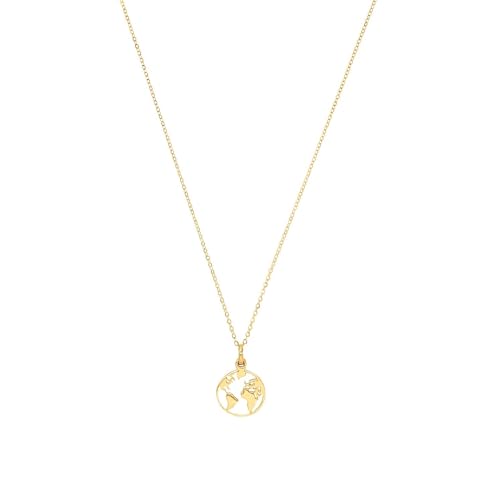 Amor Kette mit Anhänger Damen Halsschmuck, 42 cm, Gold, Weltkugel, Kommt in Schmuck Geschenk Box, 2026019 von Amor