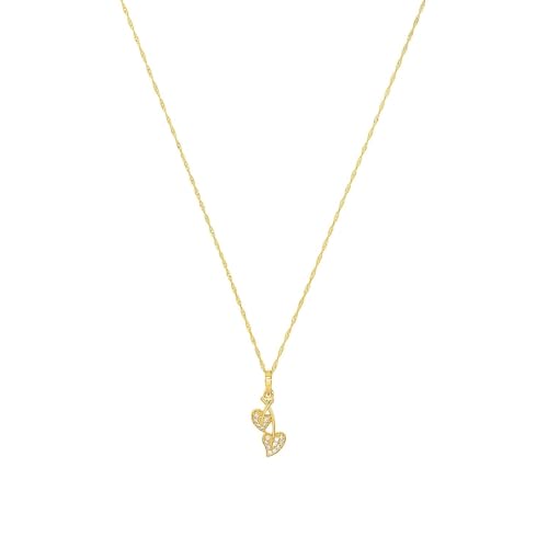 Amor Kette mit Anhänger Damen Halsschmuck, mit Zirkonia synth., 45 cm, Gold, Blatt, Kommt in Schmuck Geschenk Box, 2019922 von Amor