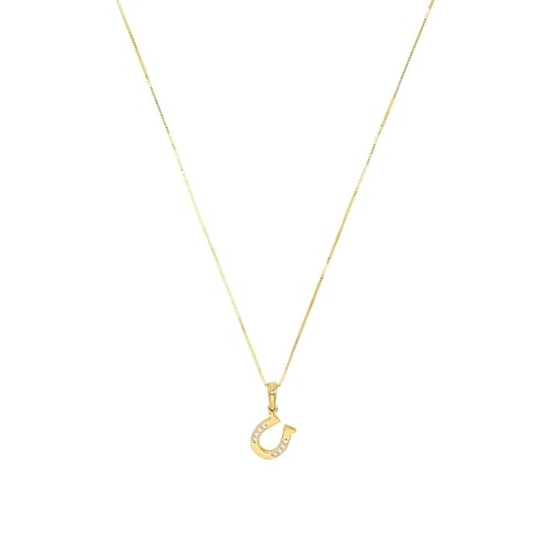 Amor Kette mit Anhänger Damen Halsschmuck, mit Zirkonia synth., 45 cm, Gold, Hufeisen, Kommt in Schmuck Geschenk Box, 2019923 von Amor