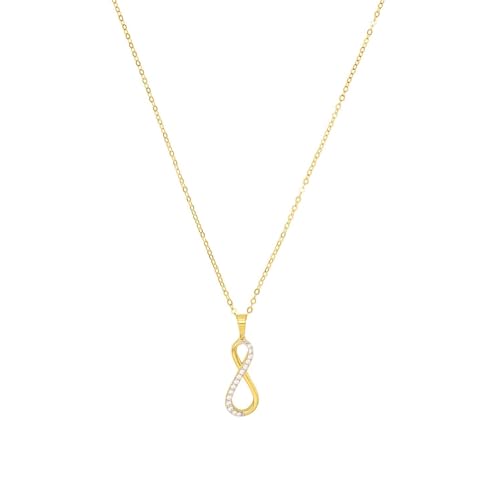 Amor Kette mit Anhänger Damen Halsschmuck, mit Zirkonia synth., 45 cm, Gold, Infinity, Kommt in Schmuck Geschenk Box, 2020243 von Amor