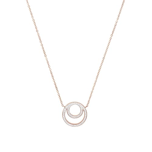 Amor Kette mit Anhänger Edelstahl Damen Halsschmuck, mit Zirkonia synth., 45+3 cm, Roséfarben, Kommt in Schmuck Geschenk Box, 2022609 von Amor