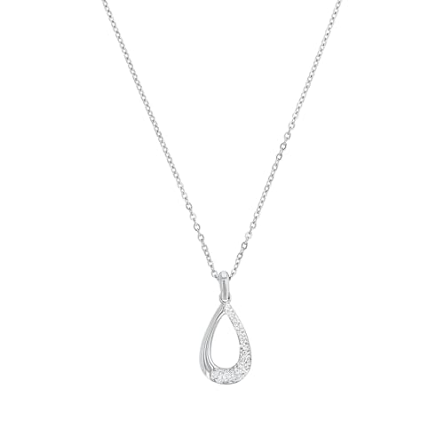 Amor Kette mit Anhänger Edelstahl Damen Halsschmuck, mit Zirkonia synth., 50 cm, Silber, Kommt in Schmuck Geschenk Box, 2022610 von Amor