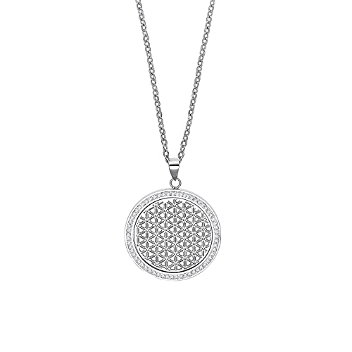 Amor Kette mit Anhänger Edelstahl Damen Halsschmuck, mit Zirkonia synth., 60 cm, Silber, Ornamente, Kommt in Schmuck Geschenk Box, 2022520 von Amor