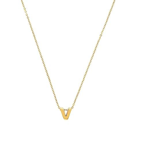 Amor Kette mit Anhänger Edelstahl Unisex Damen Herren Halsschmuck, 40+5 cm, Gold, V, Kommt in Schmuck Geschenk Box, 2026826 von Amor