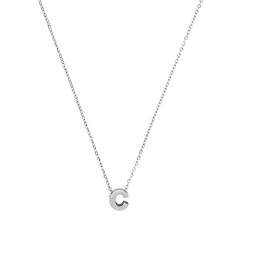 Amor Kette mit Anhänger Edelstahl Unisex Damen Herren Halsschmuck, 40+5 cm, Silber, C, Kommt in Schmuck Geschenk Box, 2026709 von Amor