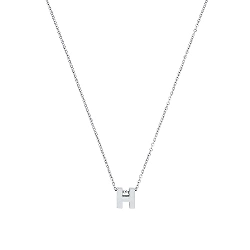 Amor Kette mit Anhänger Edelstahl Unisex Damen Herren Halsschmuck, 40+5 cm, Silber, H, Kommt in Schmuck Geschenk Box, 2026714 von Amor