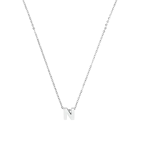 Amor Kette mit Anhänger Edelstahl Unisex Damen Herren Halsschmuck, 40+5 cm, Silber, N, Kommt in Schmuck Geschenk Box, 2026720 von Amor