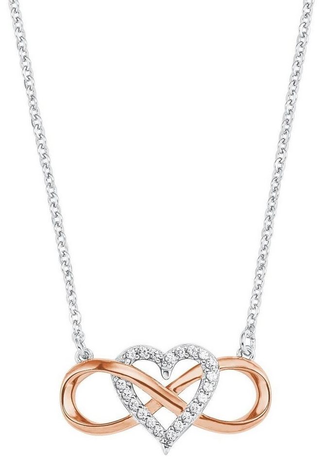 Amor Kette mit Anhänger Infinity Unendlichkeitsschleife mit Herz, mit Zirkonia (synth) von Amor