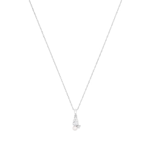 Amor Kette mit Anhänger für Damen, Sterling Silber 925, mit Süßwasserzuchtperle und Zirkonia, 45 cm, silber, Geschenkidee, kommt in Schmuck Geschenk Box, 2100170 von Amor