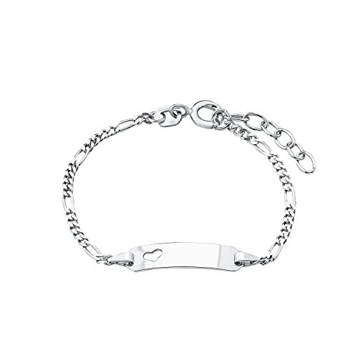 Amor Identarmband 925 Sterling Silber Mädchen Kinder Armschmuck, 12+2 cm, Silber, Kommt in Schmuck Geschenk Box, 9328475 von Amor