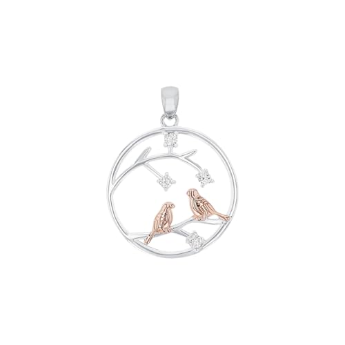 Amor Motivanhänger 925 Sterling Silber Damen Anhänger, mit Zirkonia synth., 2,7 cm, Bicolor, Kommt in Schmuck Geschenk Box, 2023228 von Amor