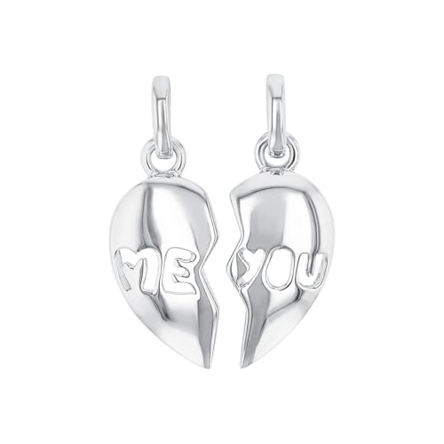 Amor Motivanhänger 925 Sterling Silber Unisex Damen Herren Anhänger, 2,2 cm, Silber, Herz, Kommt in Schmuck Geschenk Box, 2023067 von Amor