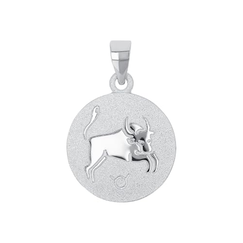 Amor Motivanhänger 925 Sterling Silber Unisex Damen Herren Anhänger, Silber, Stier, Kommt in Schmuck Geschenk Box, 2028048 von Amor