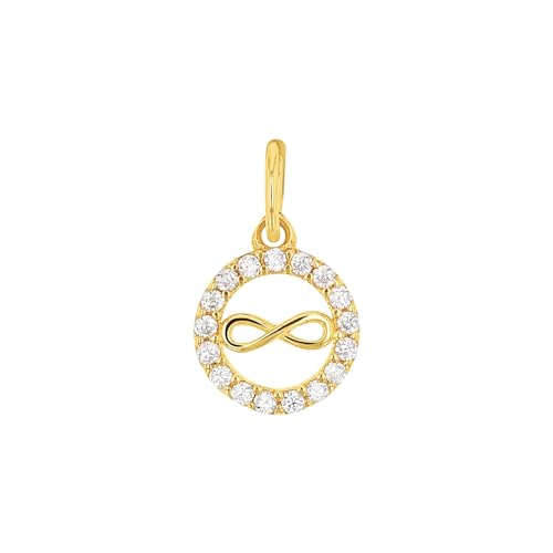 Amor Motivanhänger Damen Anhänger, mit Zirkonia synth., 1,3 cm, Gold, Infinity, Kommt in Schmuck Geschenk Box, 2028132 von Amor