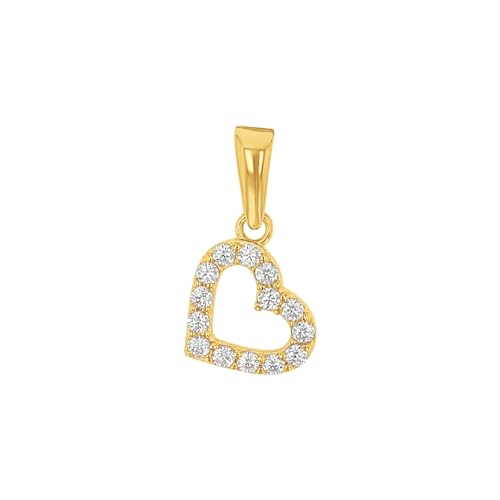 Amor Motivanhänger Damen Anhänger, mit Zirkonia synth., 1,4 cm, Gold, Herz, Kommt in Schmuck Geschenk Box, 2035327 von Amor