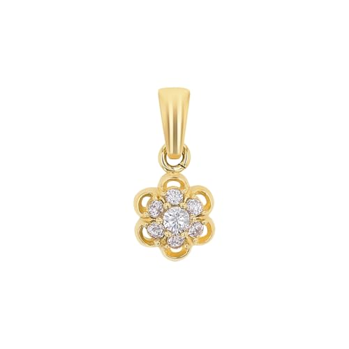 Amor Motivanhänger Damen Anhänger, mit Zirkonia synth., 1,5 cm, Gold, Blume, Kommt in Schmuck Geschenk Box, 2014129 von Amor