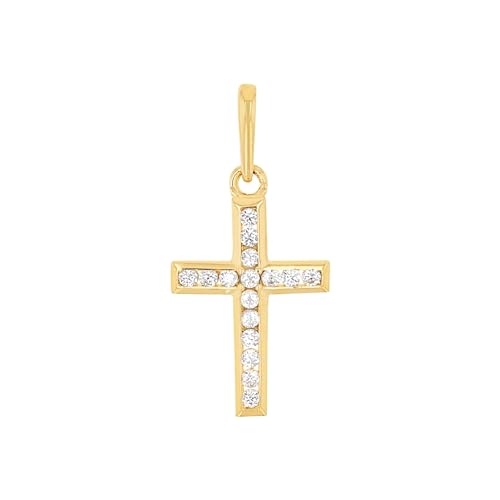 Amor Motivanhänger Damen Anhänger, mit Zirkonia synth., 1,7 cm, Gold, Kreuz, Kommt in Schmuck Geschenk Box, 2034133 von Amor