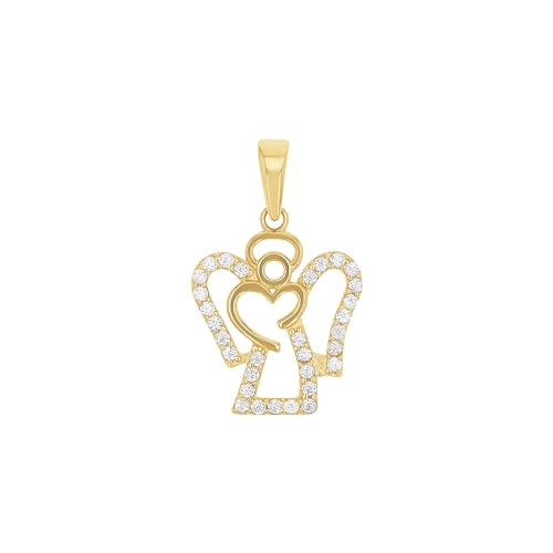 Amor Motivanhänger Damen Anhänger, mit Zirkonia synth., 1,9 cm, Gold, Engel, Kommt in Schmuck Geschenk Box, 2035313 von Amor