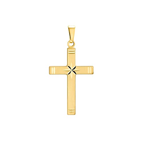 Amor Motivanhänger Unisex Damen Herren Anhänger, 3,2 cm, Gold, Kreuz, Kommt in Schmuck Geschenk Box, 2013516 von Amor