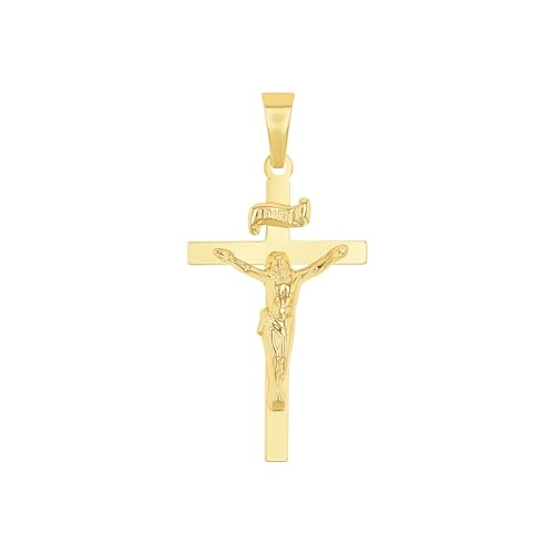 Amor Motivanhänger Unisex Damen Herren Anhänger, Gold, Kreuz mit Corpus, Kommt in Schmuck Geschenk Box, 2020242 von Amor