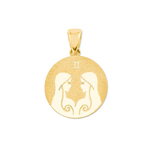 Amor Motivanhänger Unisex Damen Herren Anhänger, Gold, Zwillinge, Kommt in Schmuck Geschenk Box, 2020783 von Amor