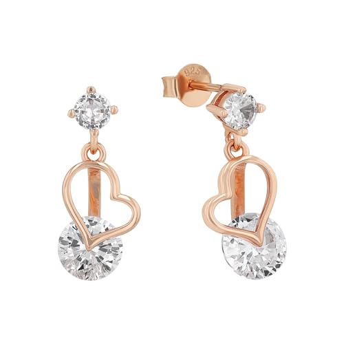 Amor Ohrhänger 925 Sterling Silber Damen Ohrschmuck, mit Zirkonia synth., 1,9 cm, Roséfarben, Kommt in Schmuck Geschenk Box, 9331710 von Amor